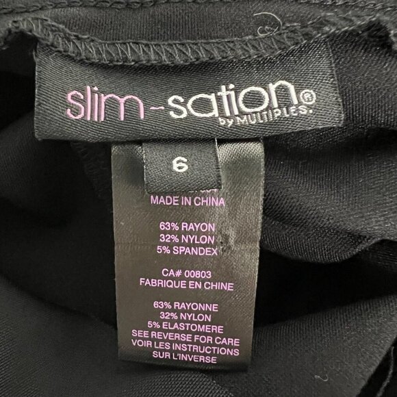 Slim Sation Womens Black Elastic Waist Straight Leg Pull On Ankle Pants Size 6 - Picture 8 of 8